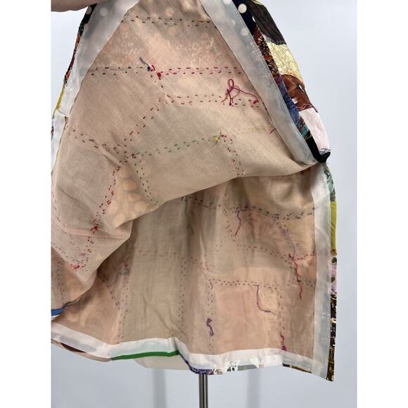 Vintage 60s 70s Crazy Quilt Coat & Skirt Set Folk Art Groovy Retro Hippie Medium - Picture 12 of 16